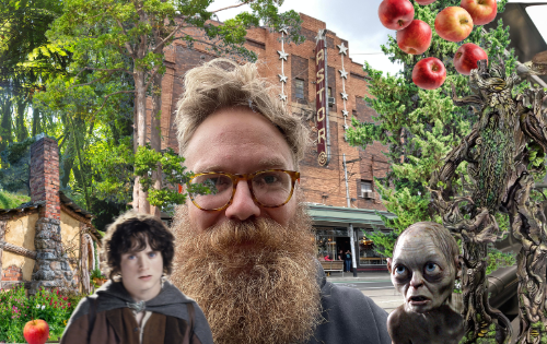 A digital collage of JJW at the Astor and Lord of the Rings related stuff.