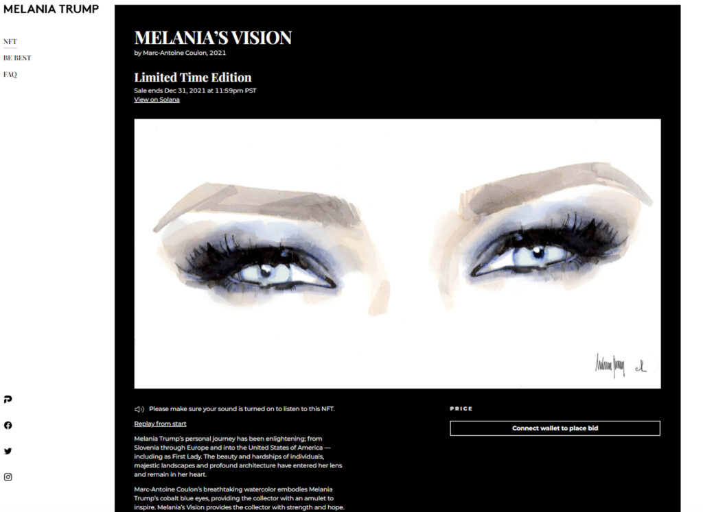 A screenshot of a Melania Trump NFT